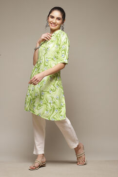 Lime Green LIVA Straight Kurta image number 0